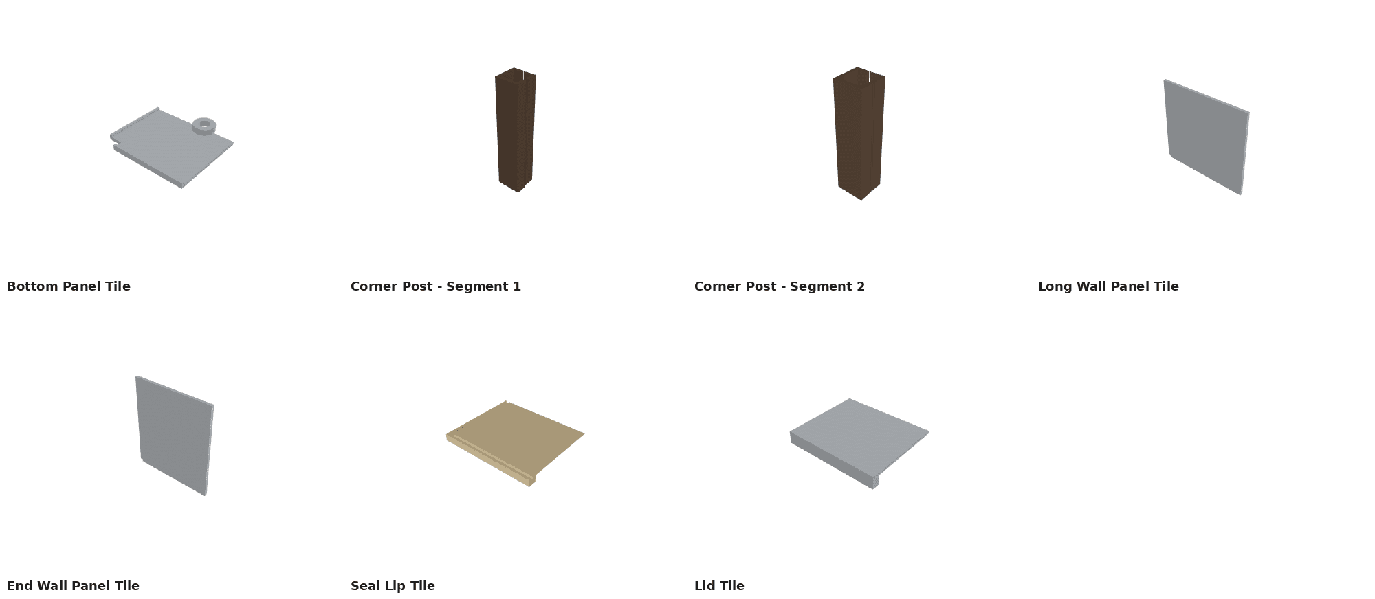 The Grafton's parts kit, drawn from the CAD model