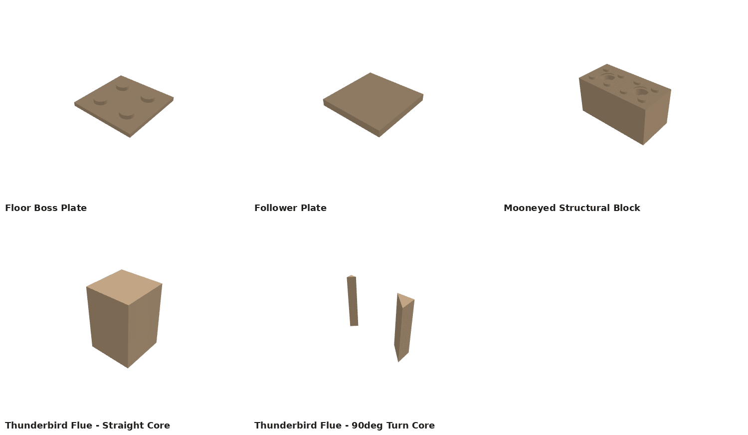 The Melonhead's mold and block parts, drawn from the CAD model