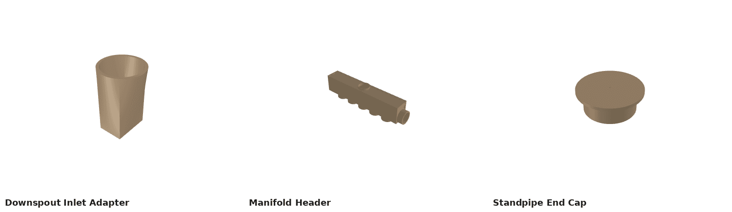 The Uktena's fang parts, drawn from the CAD model